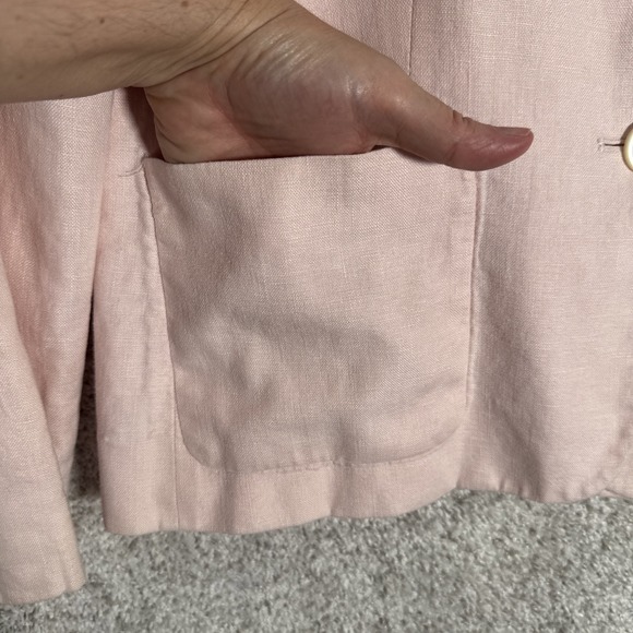 Vintage Chaps Tailored Linen Blazer Light Pink Size 12 Dress‎ Up or Casual - Picture 3 of 11